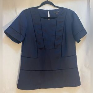 Banana Republic Navy Blue Short Sleeve Satin Top Size Small